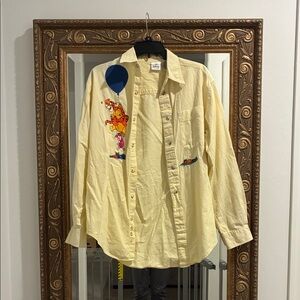 Vintage Disney Yellow Button Down Shirt with Winnie the Pooh